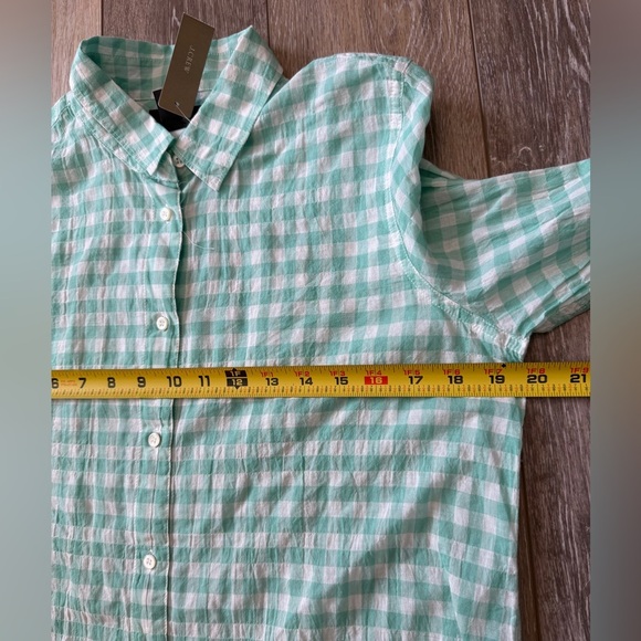 NWT J. Crew Mint/white checkered button down shirts size 8 - Picture 5 of 7